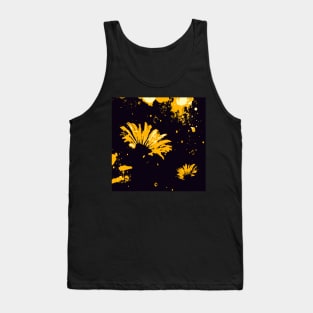 Spatter Painting of Yellow Chrysanthemum on Black Background Tank Top